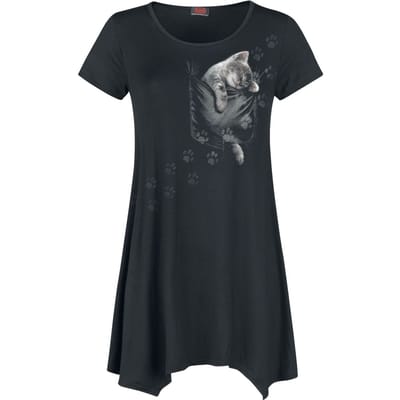 Spiral - Gothic T-shirt - Pocket Kitten - M tot 3XL - voor Vrouwen - zwart