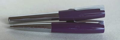 Faber-Castell - geschenkset vulpen en balpen - paars en chroom