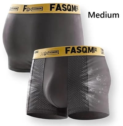 Ademende Elastische Heren Boxershort I Gaas Onderbroek Mannen I Heren Ondergoed I Ademend, Zacht & Comfortabel I Maat M I Grijs/Bruin