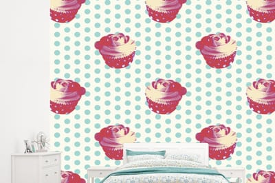 Behang - Fotobehang Patronen - Cupcake - Eten - Breedte 245 cm x hoogte 220 cm