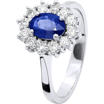 Luifel ring SAPPHIRE 1 Ct Diamonds 0,36 Cts 18K wit