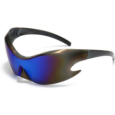 Lunettes de soleil rétro intemporelles pour hommes et femmes Corps uni Sens de la technologie future Lunettes de soleil pour hommes Sports de plein air Vélo Vision UV400 As shown in the figu black