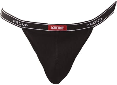 Barcode Berlin Rib Thong PROUD BOY Black - MAAT S - Heren Ondergoed - String voor Man - Mannen Thong