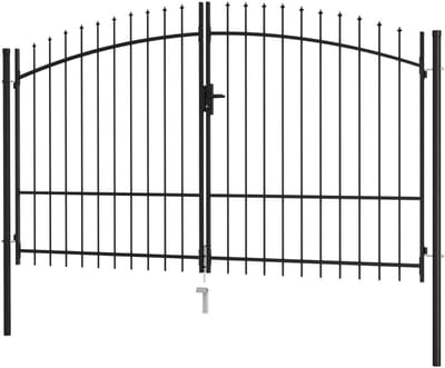 Dubbele Tuinpoort - Hekwerk Poort - Tuin Afscheiding - Roestbestendig Staal - 3 x 1.8 m - Zwart