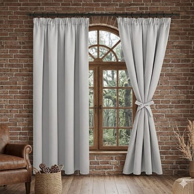 Verduisterende Gordijnen met Plooiband en Riemen, Kant en Klaar, Ondoorzichtige Gordijnen voor Slaapkamer, 117x137 cm (B x H), Zilvergrijs, 2 Stuks – Maison Elara