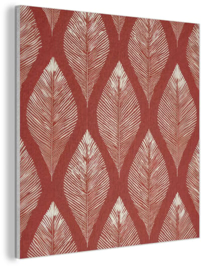 Akoestisch wandpaneel 40x40 cm - Vilt schilderij Bladeren - Rood - Elegant - Akoestische panelen - Geluidsdempende wanddecoratie - Geluidsisolatie woonkamer - Muurdecoratie geluidspanelen