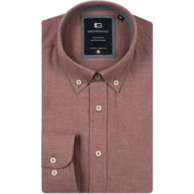 Giordano Overhemd Loretto Button-Down Melange Flanel Twill Deep Mauve / male