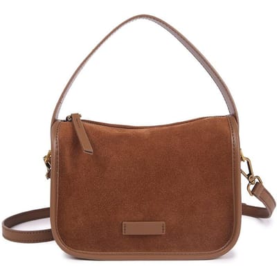 Sac à bandoulière pour femme en cuir véritable Nouveau sac fourre-tout en cuir de vachette mat Grande capacité Design de niche rétro Sac à bandoulière brown
