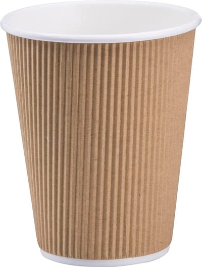Geribbelde to-go kartonnen bekers 200 ml - milieuvriendelijk dubbelwandig bruin kraftkarton