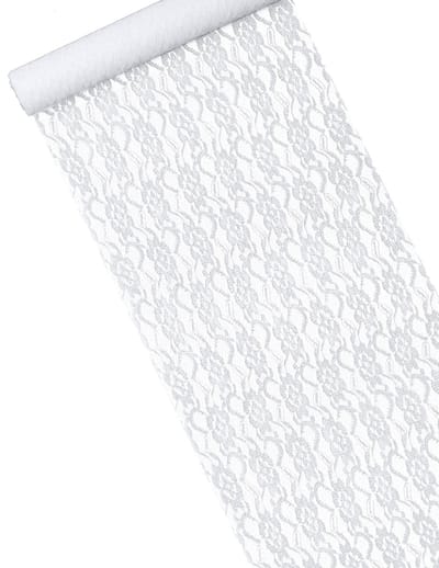 ARTYFETES - Wit kanten tafelloper 30 cm x 5 m romantische bruiloftsdecoratie