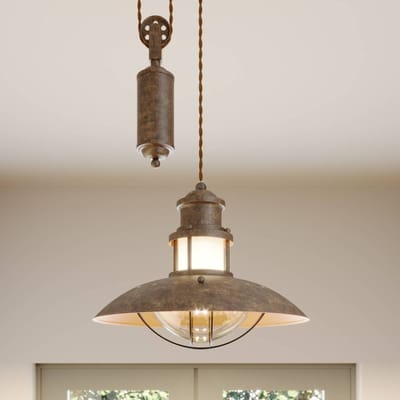 Lindby - hanglamp - 1licht - Metaal, glas - H: 28 cm - E27 - bruin, helder, gesatineerd