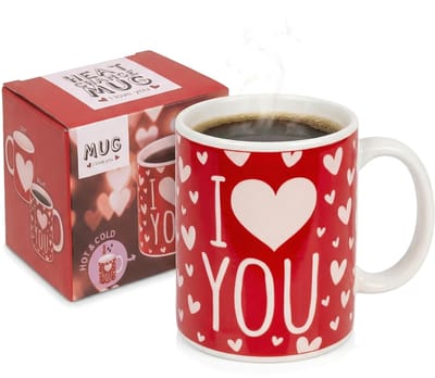 Allecto - Thermosbeker - Koffiemok met Hart Motief - Magisch ontwerp voor stellen - Rood - Perfect voor warme dranken - Ideaal voor onderweg - Voo
