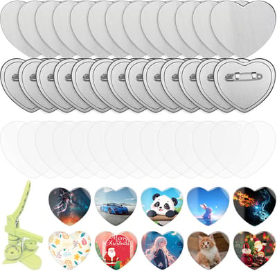 Creatorally Heart Shaped Speld Buttons - Hartvormig Pin - 100 sets - Accessoires voor buttonmaker - pin - Badge voor pin machine - Metalen blanco voor Badge maker machine