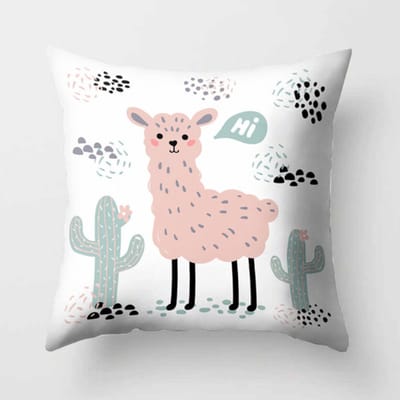 Kussenhoes 45x45 cm - Hi Alpaca - Lama - Cactus - Katoen / Linnen
