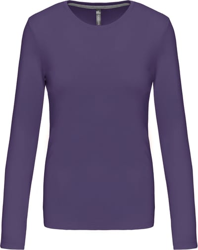 Kariban Dames T-shirt ronde hals lange mouwen K383 - purple - L