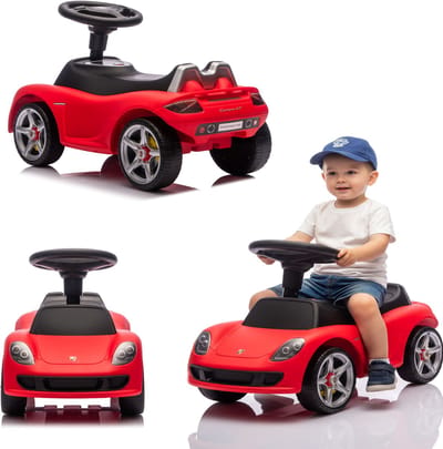 COIL Kinder loopauto Porsche Carrera GT – met muziek – loopfiets / ride-on – 18 maanden – 5 jaar – max. 20 kg - Rood