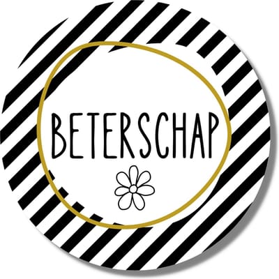 Beterschap Stickers Zwart Goud Wit - Stickervel 20 Stuks - 4 cm - Cadeaustickers