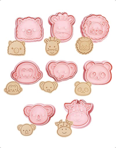 Set van 8 3D-uitsteekvormpjes voor Dieren, Perfect voor Taarten, Koekjes en Desserts met Leeuwen, Giraffen en Panda's