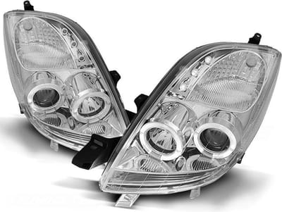 Koplampen dual halo rims TOYOTA YARIS 06-09 ANGEL EYES CHROOM