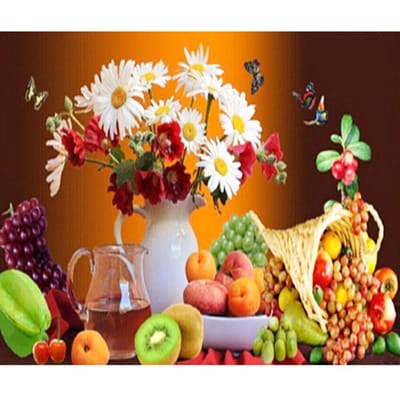 Cross Stitch Kit DIY Diamond Borduren Fruit en bloemen Diamond Painting Mozaïek Home Decor 20X30CM orange