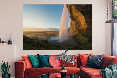 Canvas schilderij 180x120 cm - Wanddecoratie Het vallende water van de Gullfoss waterval - Muurdecoratie woonkamer - Slaapkamer decoratie - Kamer accessoires - Schilderijen