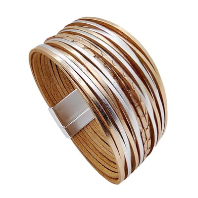 Sorprese Armband - Tricolor - Wikkelarmband - Armband Dames - Leer - Elegant Cadeau - Model M