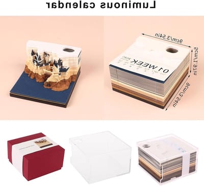 3D Papier Kunst Kalender - Tijdstuk Kalender Memo Blok - Bureau Decoratie - Uniek Papiersnijwerk - 11 x 7.5 cm