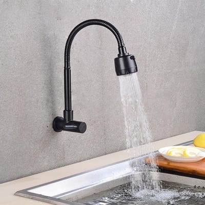Dailygoods- Keukenkraan Koudwater - Roestvrij Staal - Wandmontage - Flexibele Slang - Eengreeps - Duurzaam en Antiroest - Waterkraan