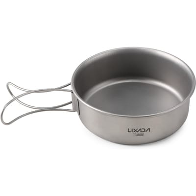 Ultralichte titanium dinerkom met opvouwbare handgrepen voor buiten kamperen, wandelen, picknicken 1pcs S