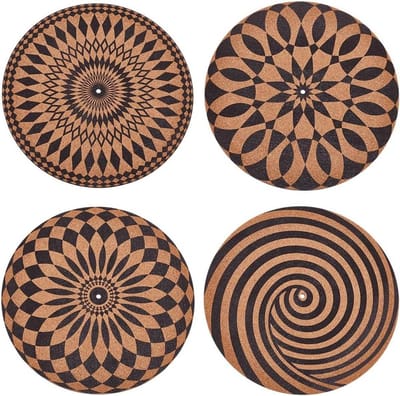Draaitafel Matten - Platenspeler Accessoires - Muziek Luisteren - Antistatisch Ontwerp - 4 Stuks 30cm - Bruin Zwart
