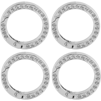 10pcs Strass Anneaux O à Ressort DIY Rond Mousqueton Boucle Élasticité Métal Anneaux O à Ressort pour Sacs à Dos Porte-clés argenté