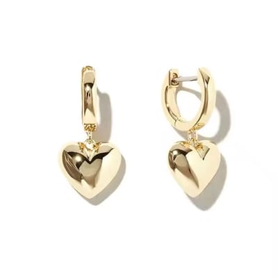 Oorbellen hart/14 karaat goldplated/2.4cm