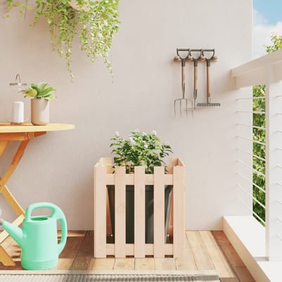 Pot de fleurs avec design de clôture en treillis 50 x 50 x 50 cm Bois de pin massif