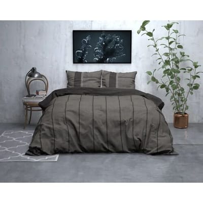 Sleeptime Flanel Kees - Dekbedovertrek - Eenpersoons - 140x200/220 + 1 kussensloop 60x70 - Taupe