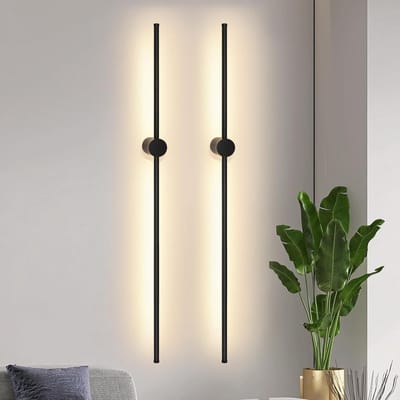 NETTLIFE Wandlamp LED - 2 Stuks - zwart - 100CM - Warm wit Licht 3000K - draaibare - lange Ganglamp - modern Trappenhuislamp - voor Slaapkamer | Woonkamer | Hal | Studeerkamer | Keuken