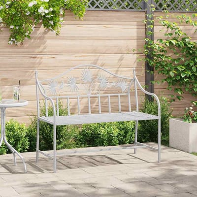 vidaXL - Tuinbank - Antiek - wit - 104 - x - 52,5 - x - 89 - cm - Staal