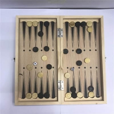 Houten Reisspel - 3-in-1 Set - Strategisch Spel - Draagbaar Opvouwbaar - 24x24 CM - Natuurlijk