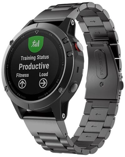 By Qubix - Geschikt voor Garmin bandje - 26mm Quickfit - Stalen schakelband - Zwart - Geschikt voor Garmin Fenix 8 / 8 Pro - 51mm