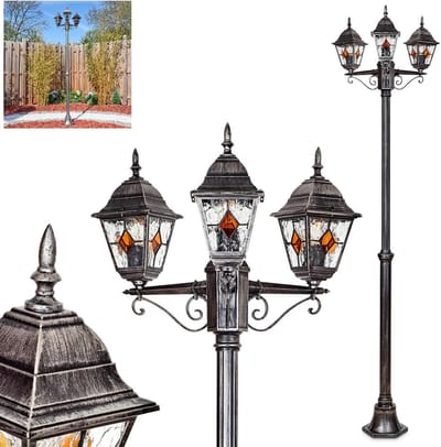 Kandelaar - Pad verlichting - Buitenverlichting - Verstelbare hoogte - 220 cm - Zwart Zilver