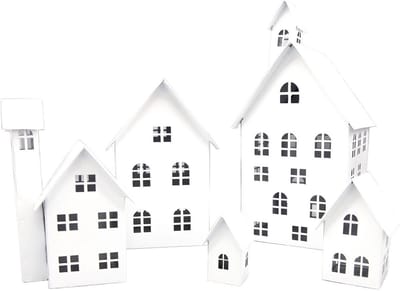 Set van 5 Decoratieve Metalen Huisjes voor Tuin en Wonen - Weerbestendig