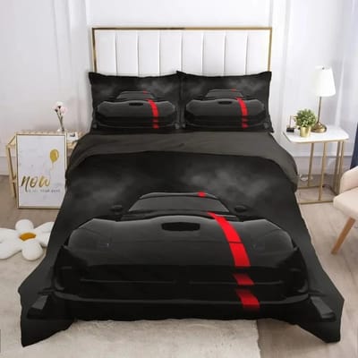 Auto's Voertuigen Beddengoed Set Jongens Slaapkamer Decor Sportauto's 3D Print Dekbedovertrek Set Enkel Tweepersoons Dubbel Volledig Queen King Voor Volwassenen AU Single(140*210cm)3pcs