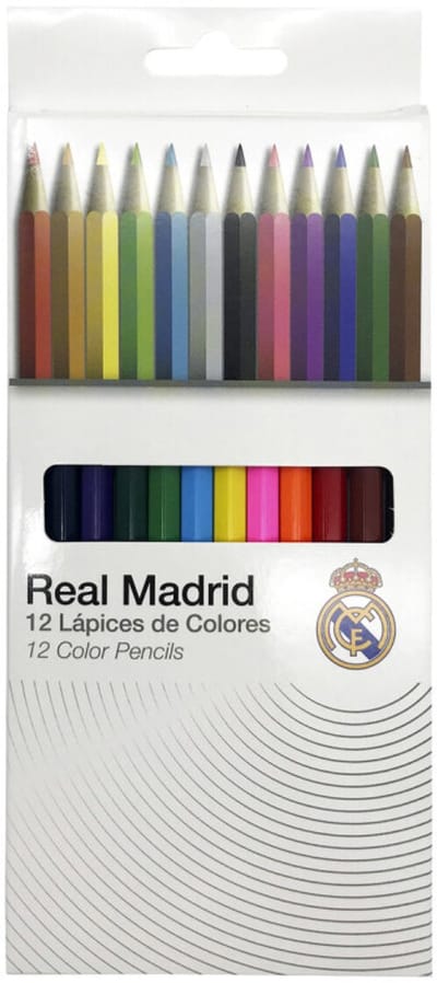 Real Madrid Kleurpotloden – Set van 12 Kleuren – Officieel Gelicentieerd – Voor School en Tekenen