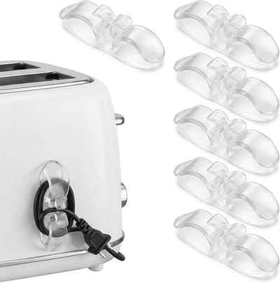 Kabelorganizer voor Keukenapparatuur, Set van 6, Zelfklevende Doorzichtige Kabelhouders, Kabelclips, Kabelsorteerder, Ideaal voor Mixer, Koffiezetapparaat en Multikoker