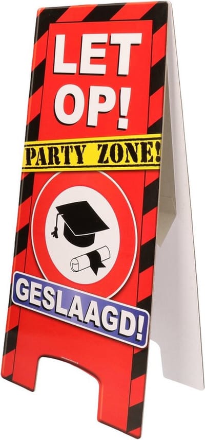 Waarschuwingsbord geslaagd diploma - felicitatie bord - afgestudeerd - feestartikelen - versiering - 58 cm - karton