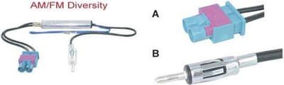Diversity antenne adapter passief 2x fakra male --> din male
