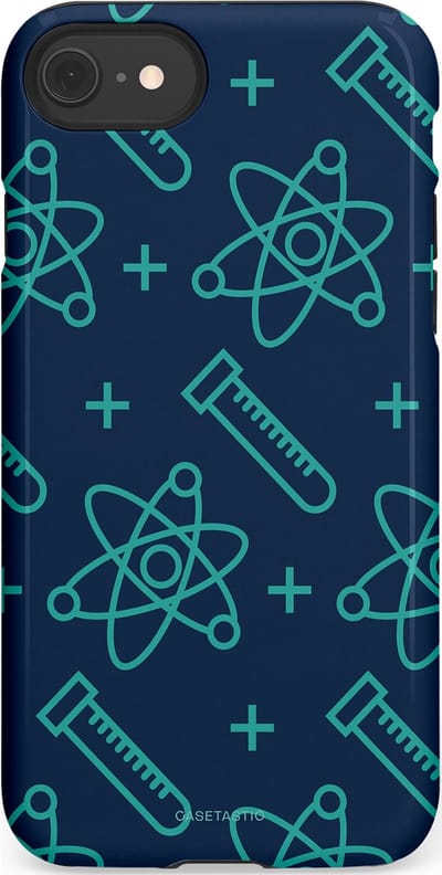 Casetastic hoesje geschikt voor Apple iPhone SE / Apple iPhone 7 / Apple iPhone 8 - Dubbellaagse bescherming - Atomen Creaties - Fashion Case - Donkerblauw Turquoise