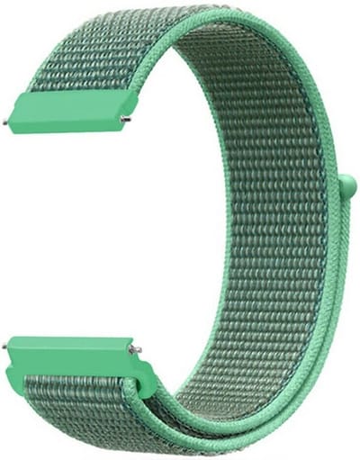Strap-it Nylon Bandje 20mm – Mint Groen – Geschikt voor Samsung Galaxy Watch 7 (44 & 40mm) / Watch 6 (Classic) / Watch 5 (Pro) / Watch 4 (Classic) / Watch FE / Watch 3 41mm / Active (2) 40 & 44mm / Watch 42mm / Gear Sport / Garmin Vivoactive 3 / 5