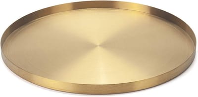 JGS Premium - Gouden Ronde Dienblad Metalen Decoratieve Opbergvak voor Sieraden, Make-Up en Toiletartikelen - Keukenservies Organizer (32cm)