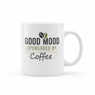 Good Mood Sponsored by Coffee Mok – Grappige Koffie Quote Koffiemok – Perfect Cadeau voor Koffieliefhebbers – 330 ml