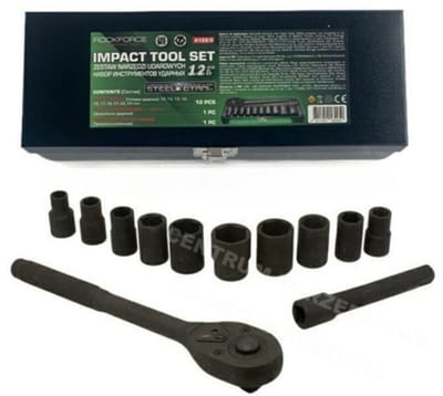 Rockforce RF-4122-5 - Gereedschapscombiset - 12-delige Zeskantige Dopsleutelset - 1/2" Aansluiting - Slagmoersleutelcompatibel